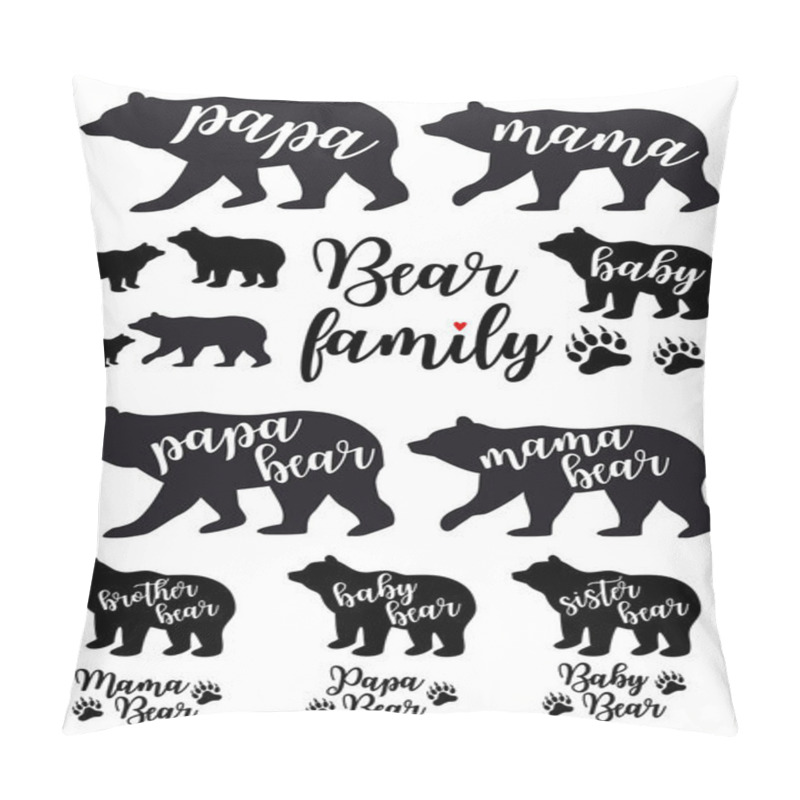 Personality  Mama Bear, Papa Bear, Baby Bear, Vector Set Pillow Covers