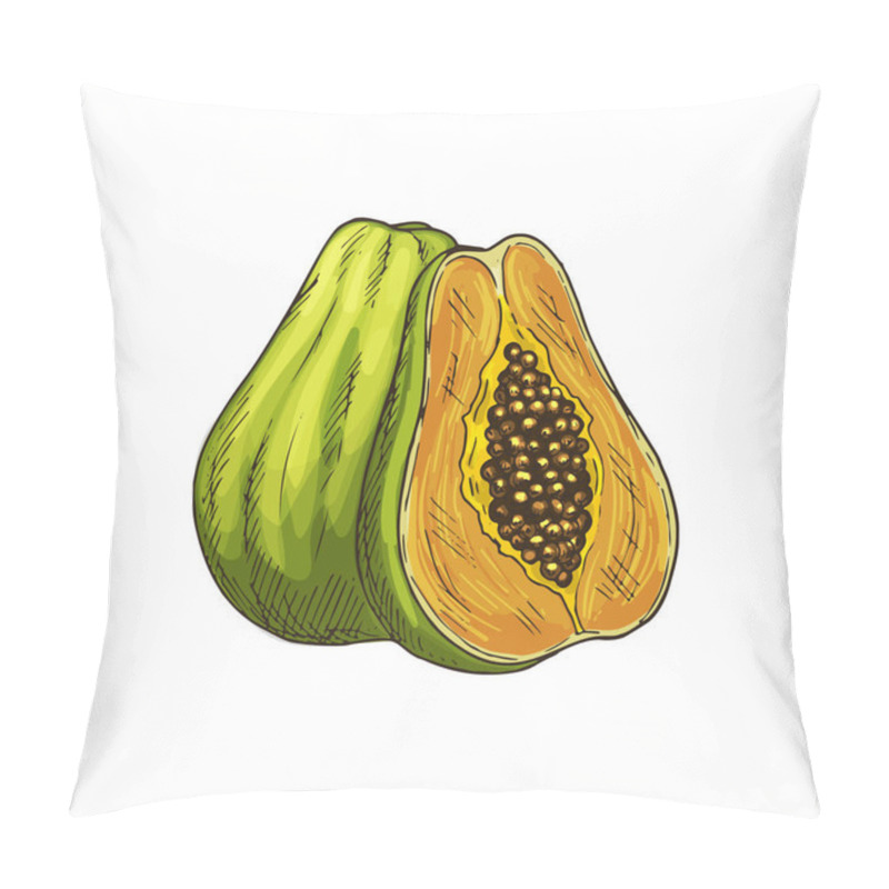 Personality  Papaya Exotic Tropical Fruit Isolated Sketch Pillow Covers