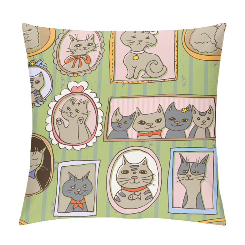 Personality  Cute Cats Portraits Seamless Pattern Pillow Covers