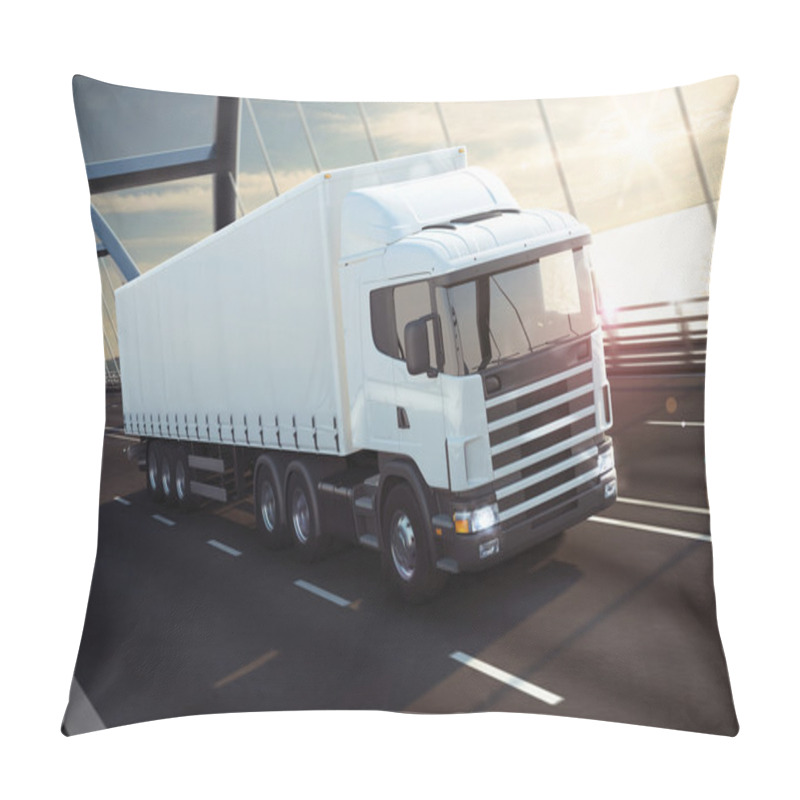 Personality  White Truck On A Sea Bridge Pillow Covers