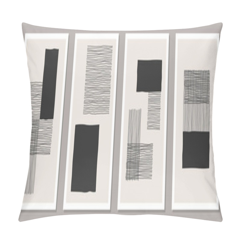 Personality  Trendy Set Of Abstract Creative Minimalist Artistic Hand Drawn Composition Pillow Covers