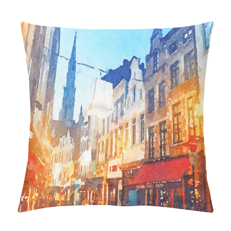 Personality  Watercolour Art Print, Travel In Europe Scene Pillow Covers