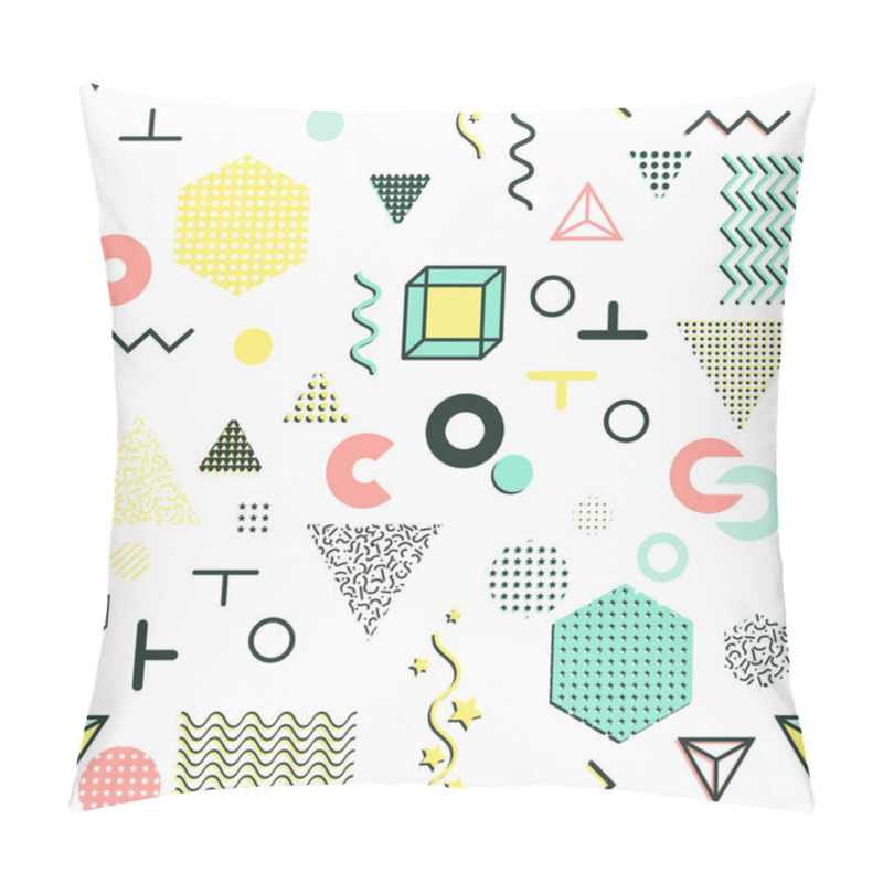 Personality  Trendy Geometric Elements Memphis Cards, Seamless Pattern. Pillow Covers