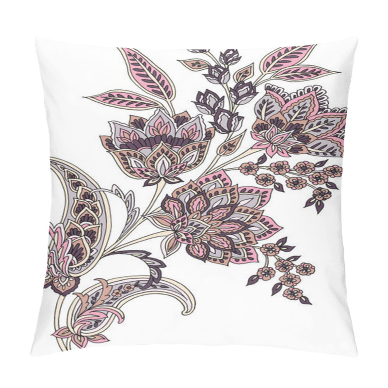 Personality  Hand-drawn Flowers And Leaves, Paisley Style, White Background Pillow Covers