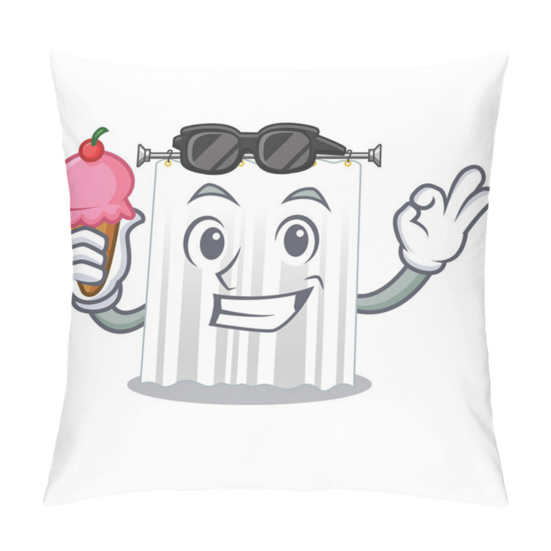 Personality  With Ice Cream Shower Curtains In The Character Bathrooms Vector Illustration Pillow Covers