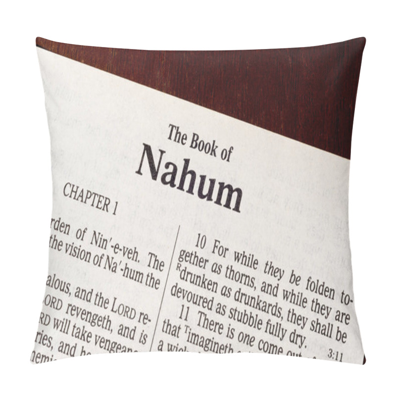 Personality  This Is The King James Bible Translated In 1611.  There Is No Copyright.  Title Page Of Book Of Nahum Pillow Covers