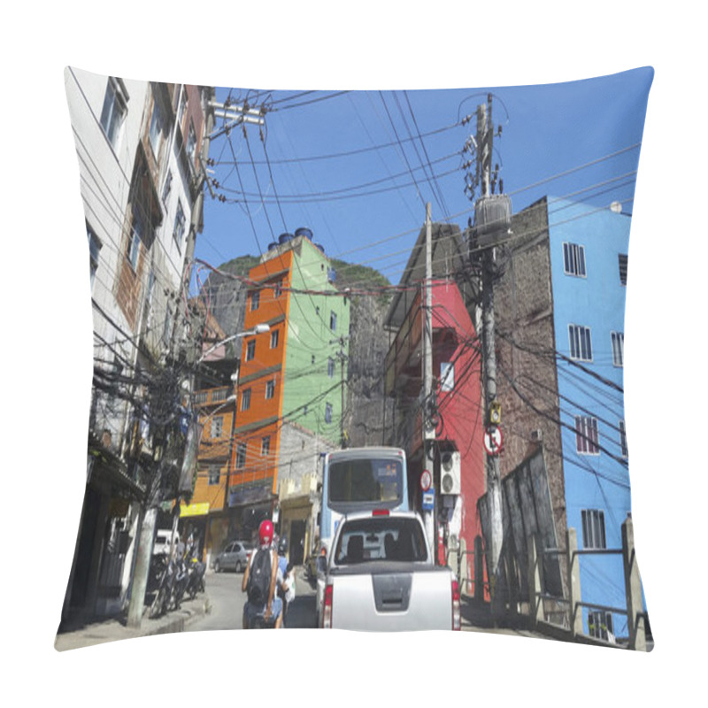 Personality  Rocinha Community, Lots Of People, Lots Of Houses, Shops.Rio De Janeiro, Brazil South America Pillow Covers