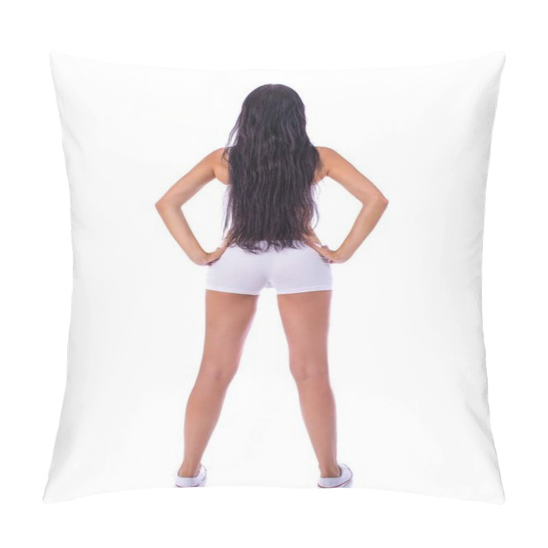 Personality  Back View Of A Sporty Woman  Pillow Covers