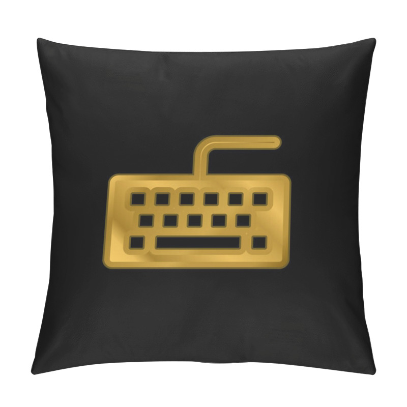 Personality  Black Keyboard Gold Plated Metalic Icon Or Logo Vector Pillow Covers