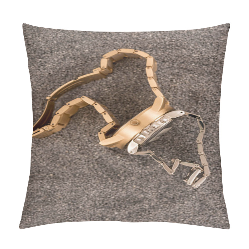 Personality  Top View Of Swiss Watches Lying On Sand  Pillow Covers