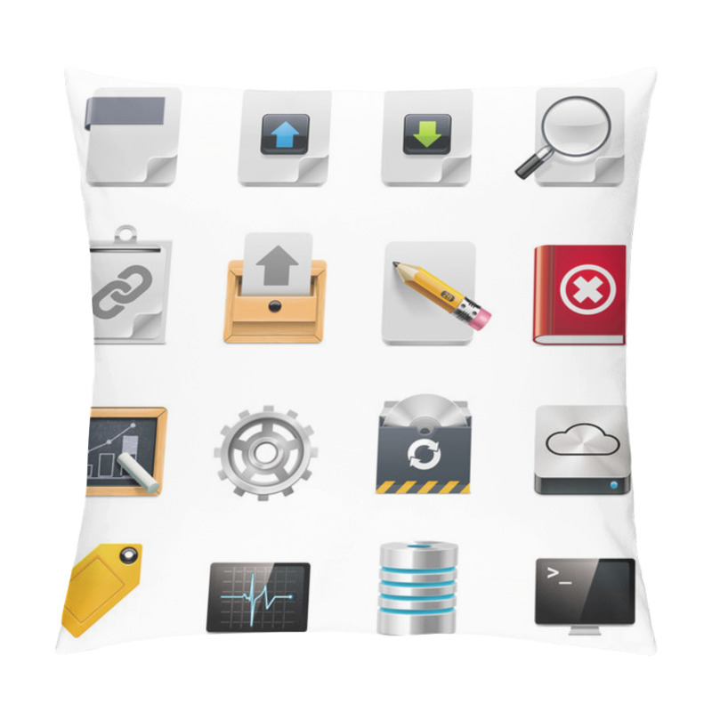 Personality  Vector File Server Administration Icon Set Pillow Covers