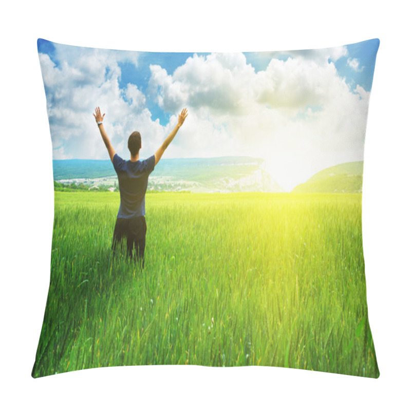 Personality  Man In Meadow Pillow Covers