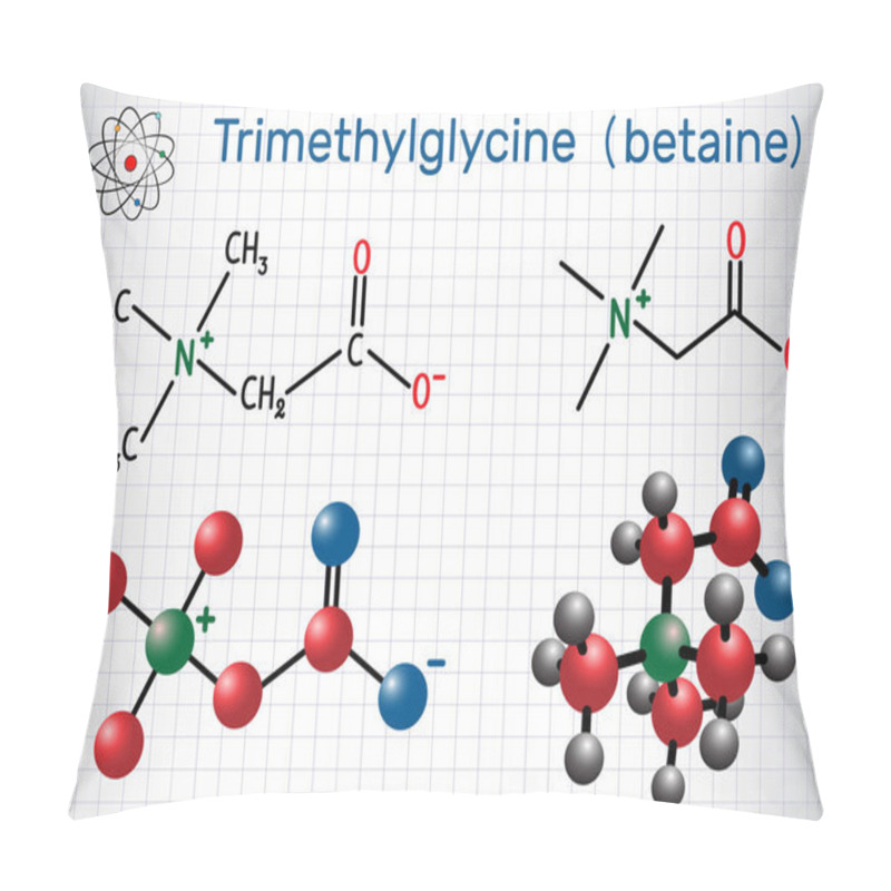 Personality  Trimethylglycine (TMG, Betaine, Glycine Betaine), Is Found In Sugar Beets.  Structural Chemical Formula And Molecule Model. Sheet Of Paper In A Cage. Pillow Covers