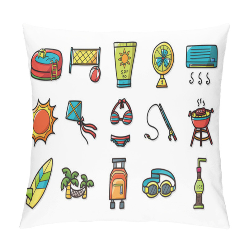 Personality  Summer And Beach Icons Set,eps10 Pillow Covers