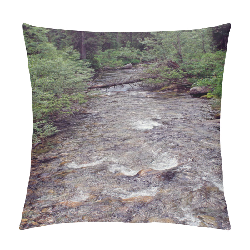 Personality  The Mountain Stone River In The Forest. Pillow Covers