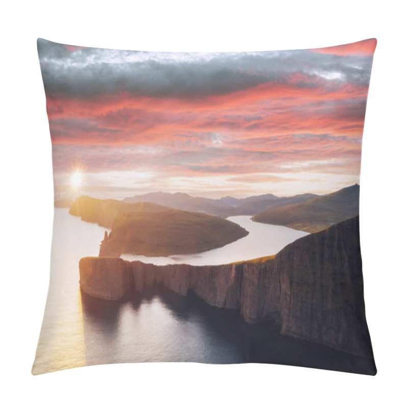 Personality  Sorvagsvatn Lake On Cliffs Of Vagar Island In Sunset, Faroe Islands Pillow Covers