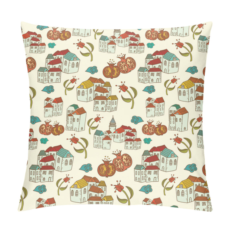 Personality  Istanbul City Seamless Pattern With Tulips And Pomegranates Pillow Covers