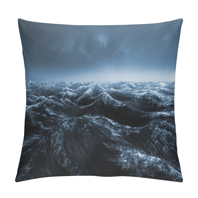 Personality  Composite Image Of Dark Blue Rough Ocean Pillow Covers