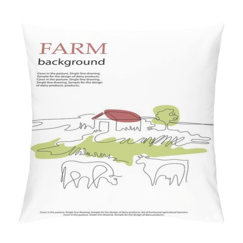 Personality  Cows And Village Houses. Agricultural Brochure Layout Design. Pillow Covers