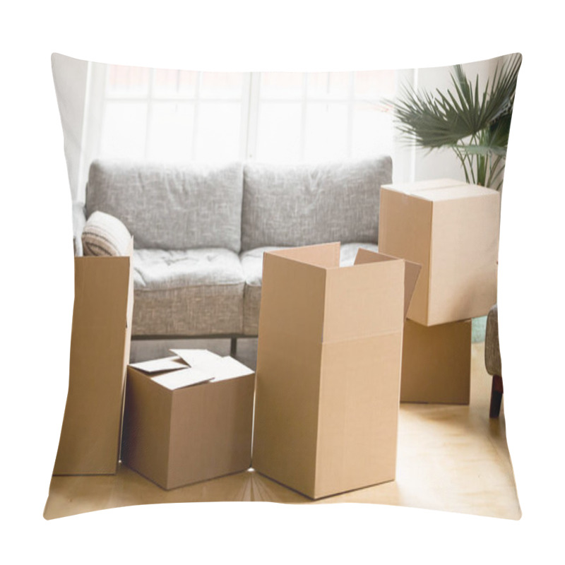 Personality  Cardboard Carton Boxes In Living Room, Packing And Moving Concep Pillow Covers