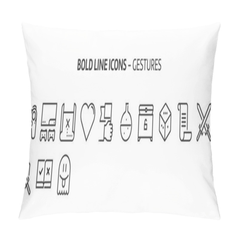 Personality  Game, Bold Line Icons Pillow Covers