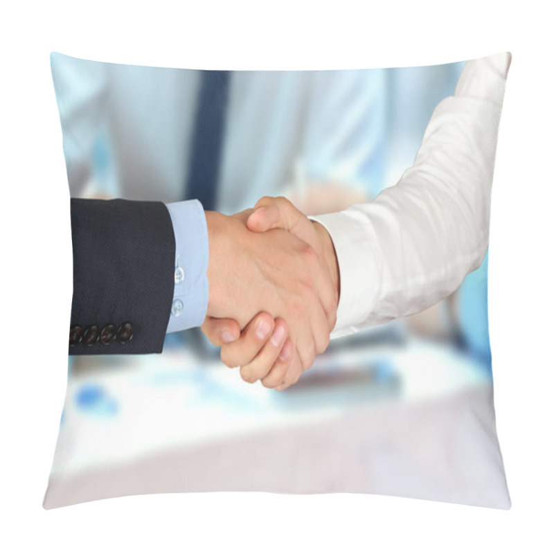 Personality  Close-up Image Of A Firm Handshake  Between Two Colleagues In Of Pillow Covers