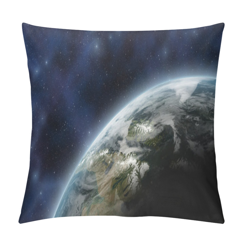 Personality  Earth Like Planet Seen From Space, With Atmosphere Glow And Stars As Background - Elements Of This Image Furnished By NASA Pillow Covers