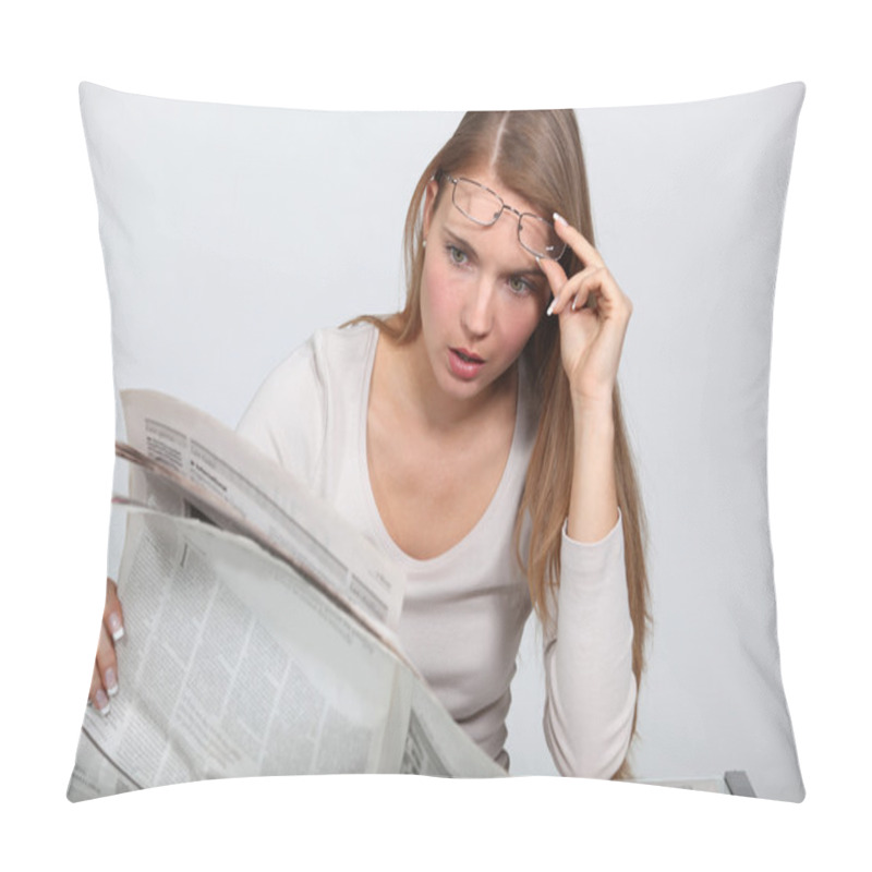 Personality  Woman Shocked By Newspaper Article Pillow Covers