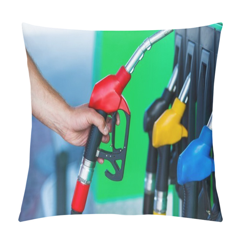 Personality  Man's Hand Holding A Petrol Pump  Pillow Covers