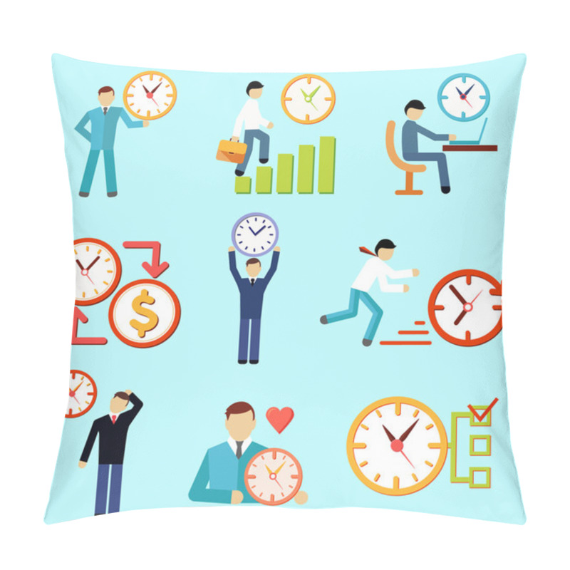 Personality  Time Management Flat Icons Pillow Covers