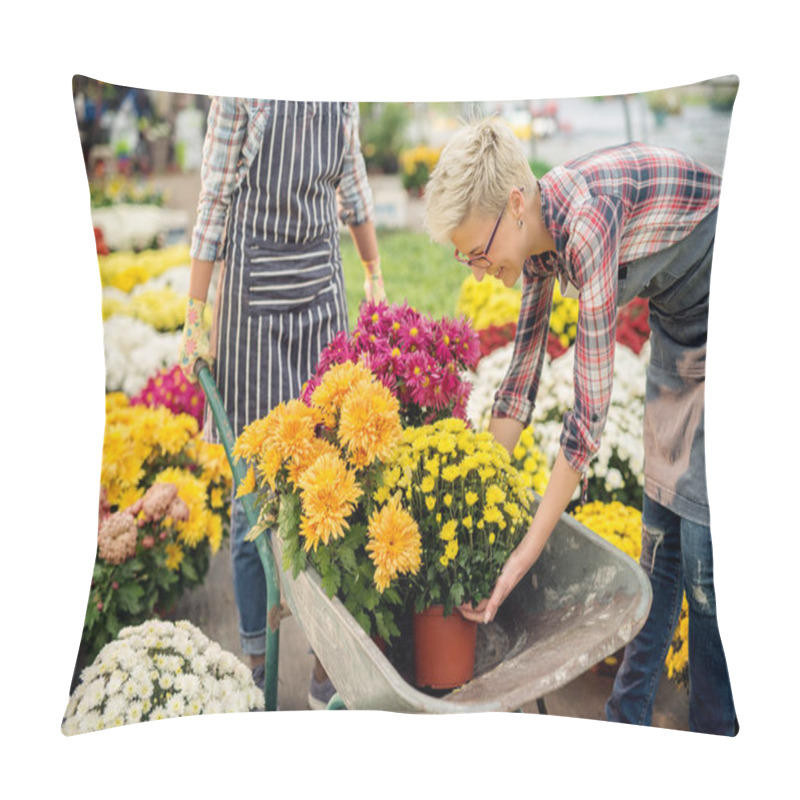 Personality  Female Gardeners In Greenhouse  Pillow Covers