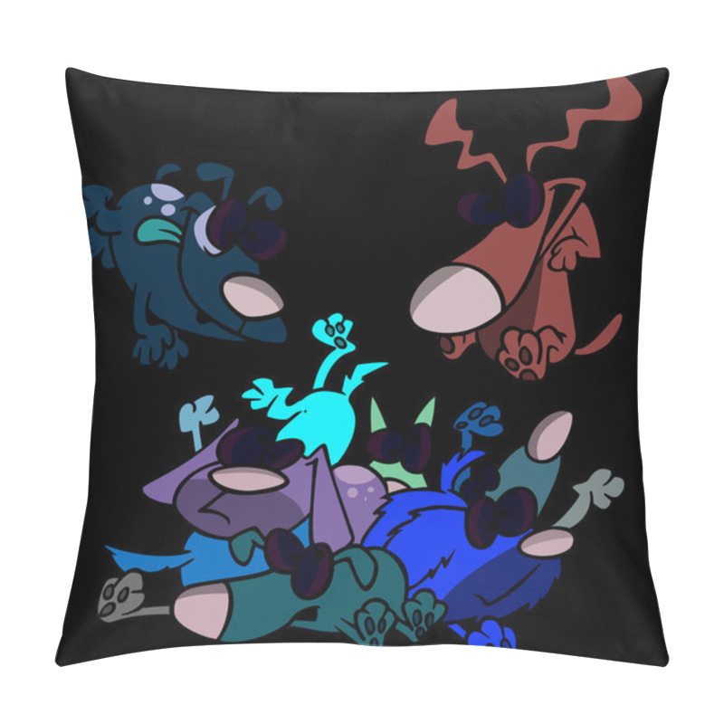 Personality  Cartoon Dogs Jumping In A Pile Pillow Covers