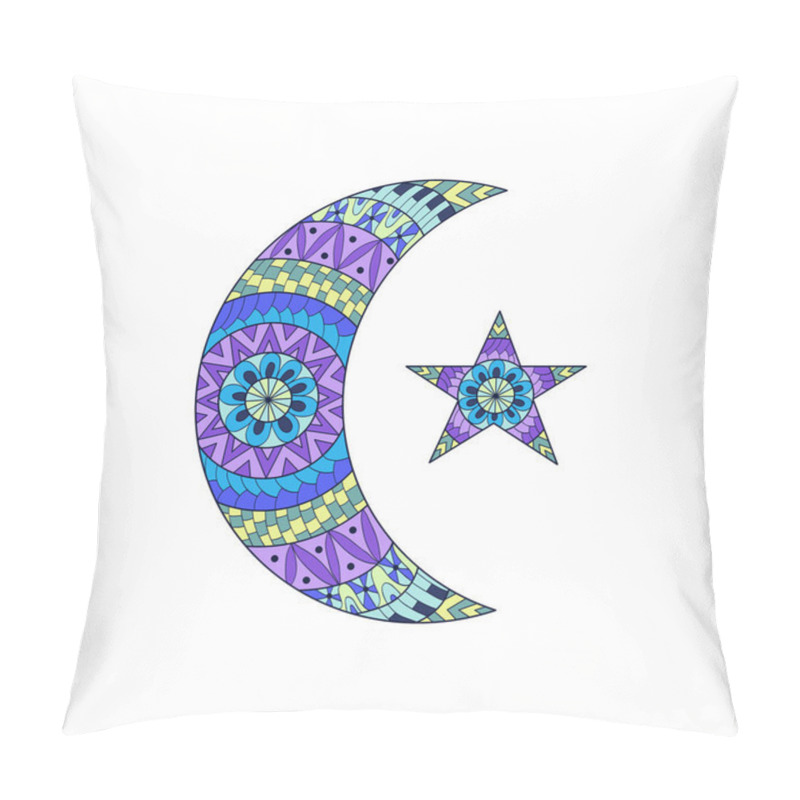 Personality  Hand Drawn New Moon And Star For Anti Stress Colouring Page. Pat Pillow Covers