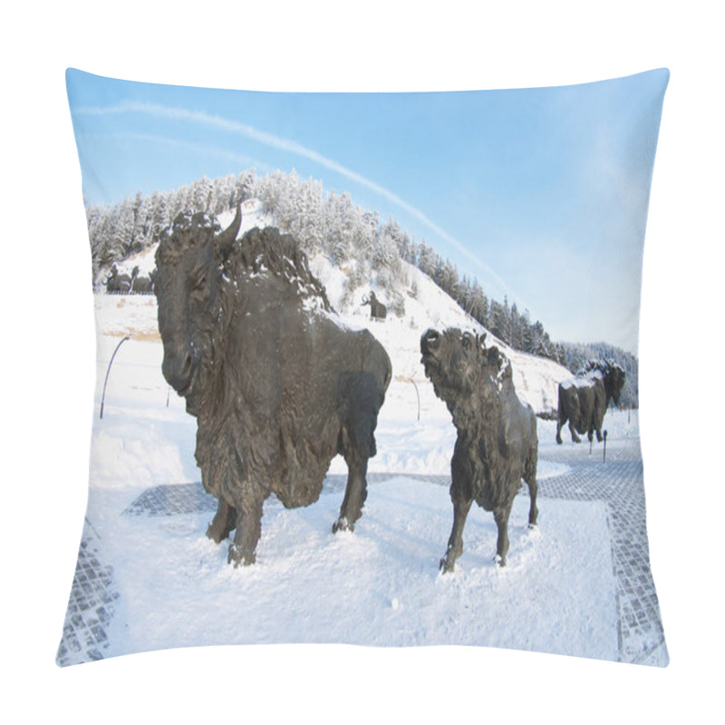 Personality  Samarovsky Outlier. Archeopark. A Herd Of Bison. Pillow Covers