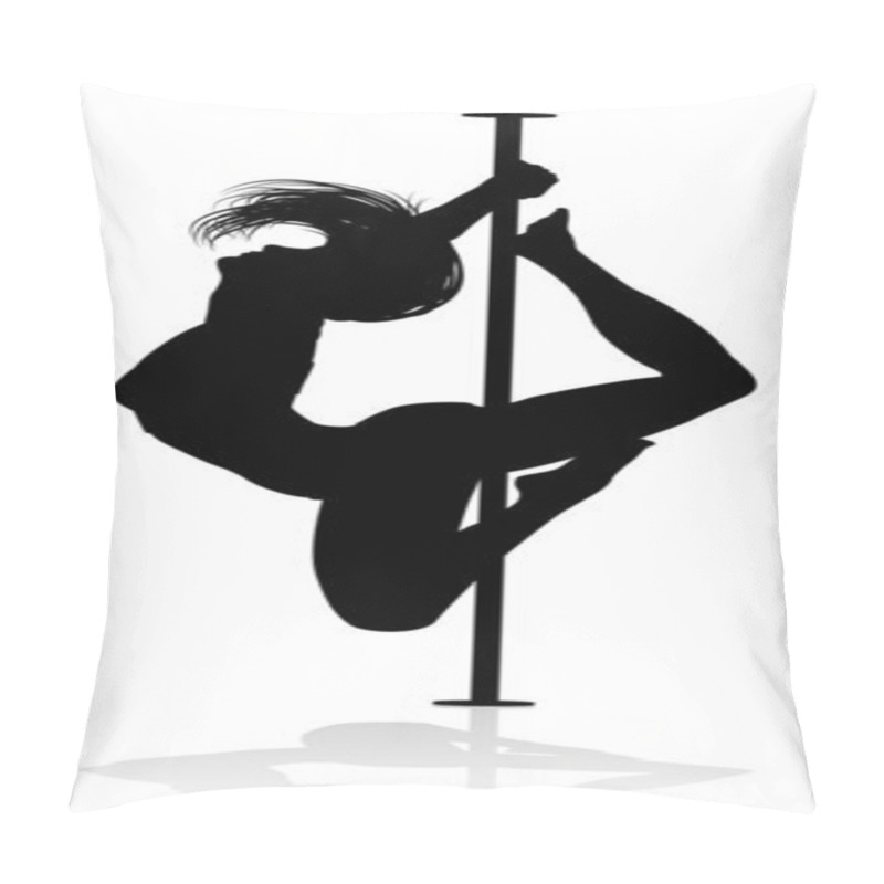 Personality  A Woman Pole Dancer Exercising For Fitness In Silhouette Pillow Covers