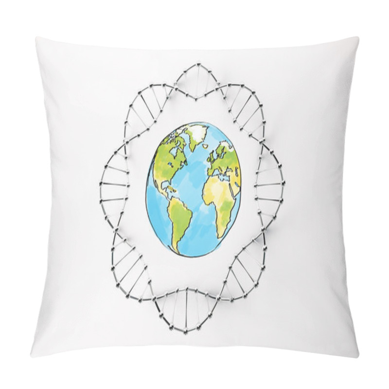 Personality  DNA Circle With Globe Sketch Pillow Covers