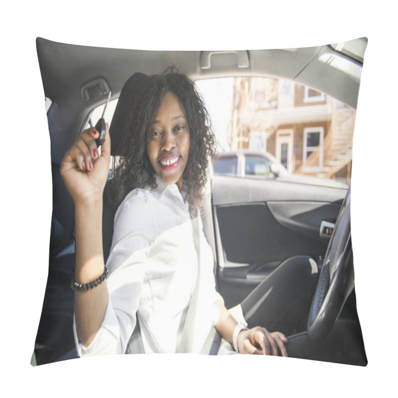 Personality  Black Business Woman On A White Car Pillow Covers