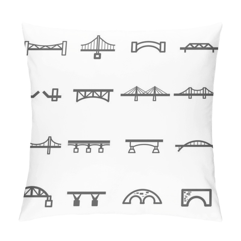 Personality  Bridge Line Icon Set Vector Pillow Covers