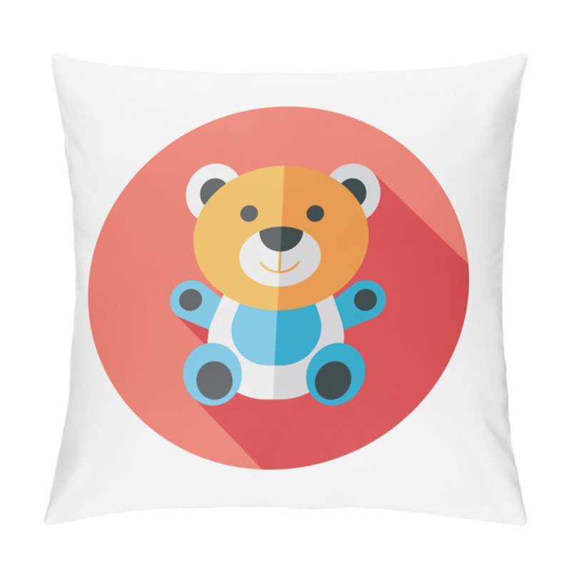 Personality  Teddy Bear Flat Icon With Long Shadow,eps 10 Pillow Covers