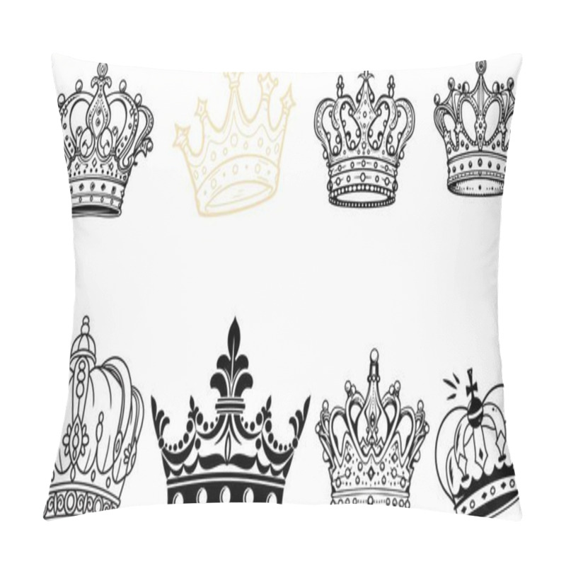 Personality  Crown Vector Icons Set Collection Design Pillow Covers