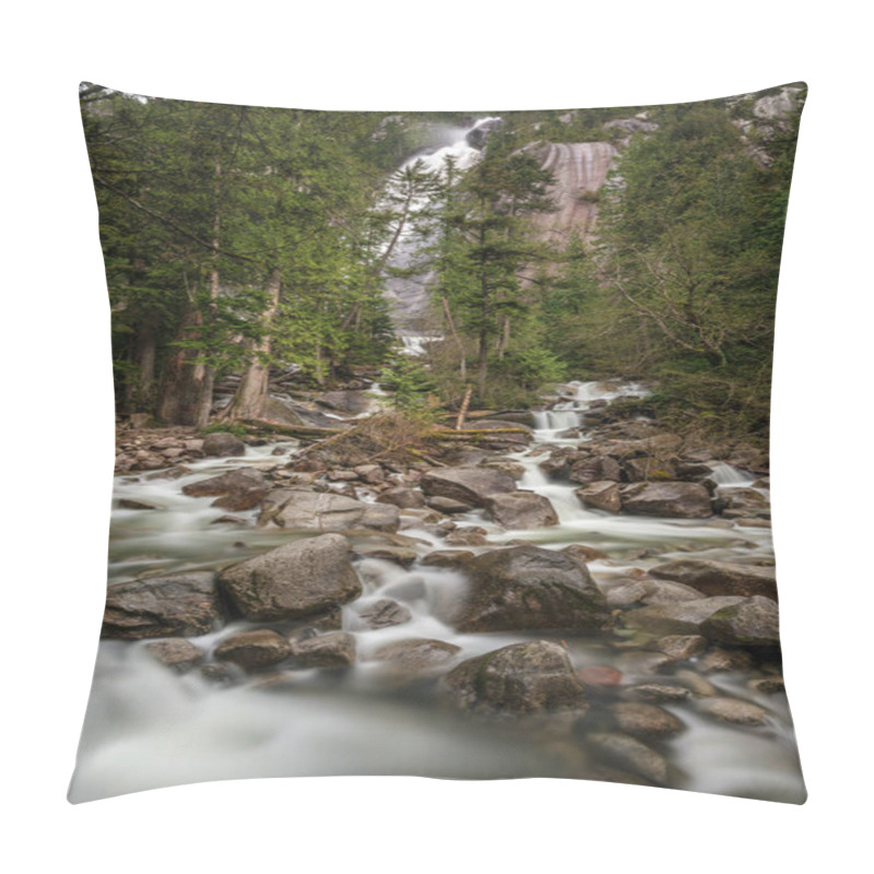 Personality  Long Exposure Of Shannon Falls In Squamish, British Columbia, Canada. Shannon Falls Is Composed Of A Series Of Cliffs, Rising 335 Metres Above Highways 99, Making It The Third Highest Falls In The Province. Pillow Covers