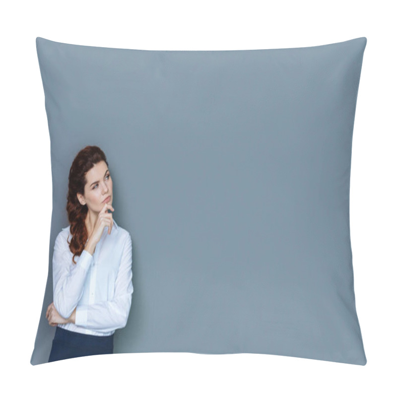 Personality  Pleasant Thoughtful Woman Looking For New Ideas Pillow Covers