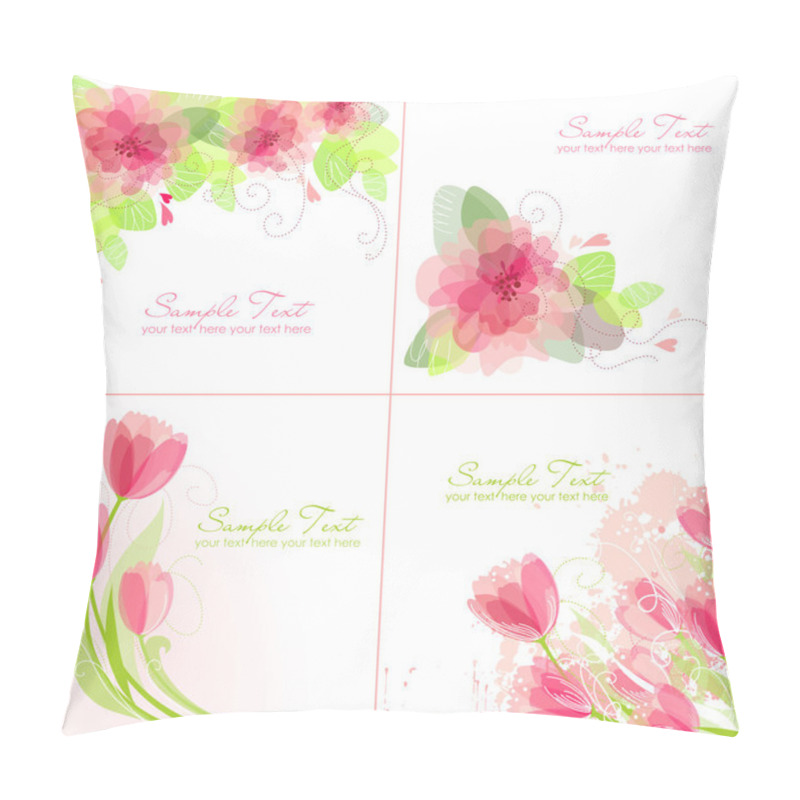 Personality  Set Of 4 Romantic Flower Backgrounds In Pink And White Pillow Covers