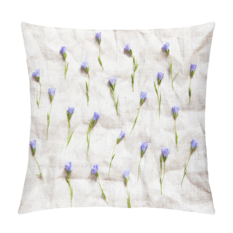 Personality  Flax Flowers On Natural Linen Cloth. Pillow Covers