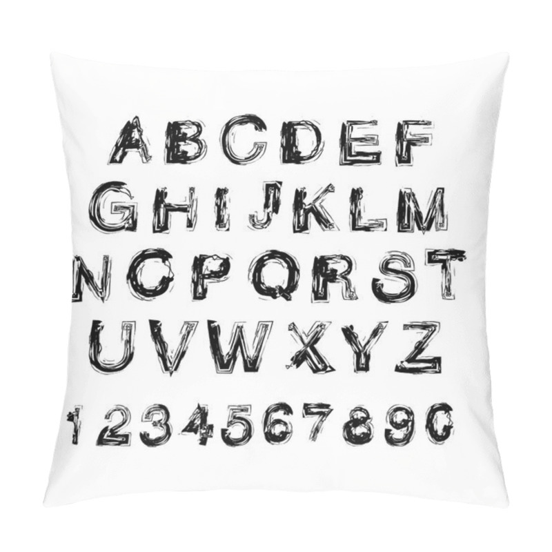 Personality  Illustration With Grunge Alphabet Pillow Covers