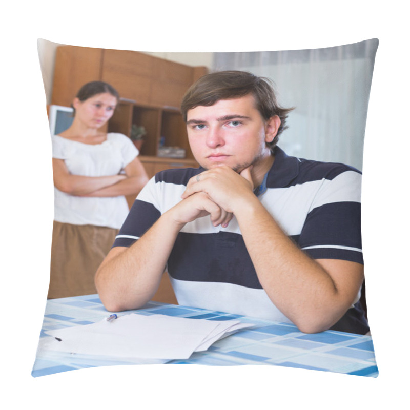 Personality  Couple With Financial Problems Pillow Covers