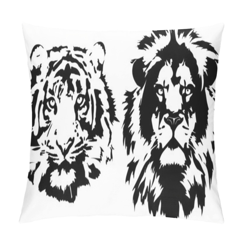 Personality  Lion And Tiger Head Pillow Covers