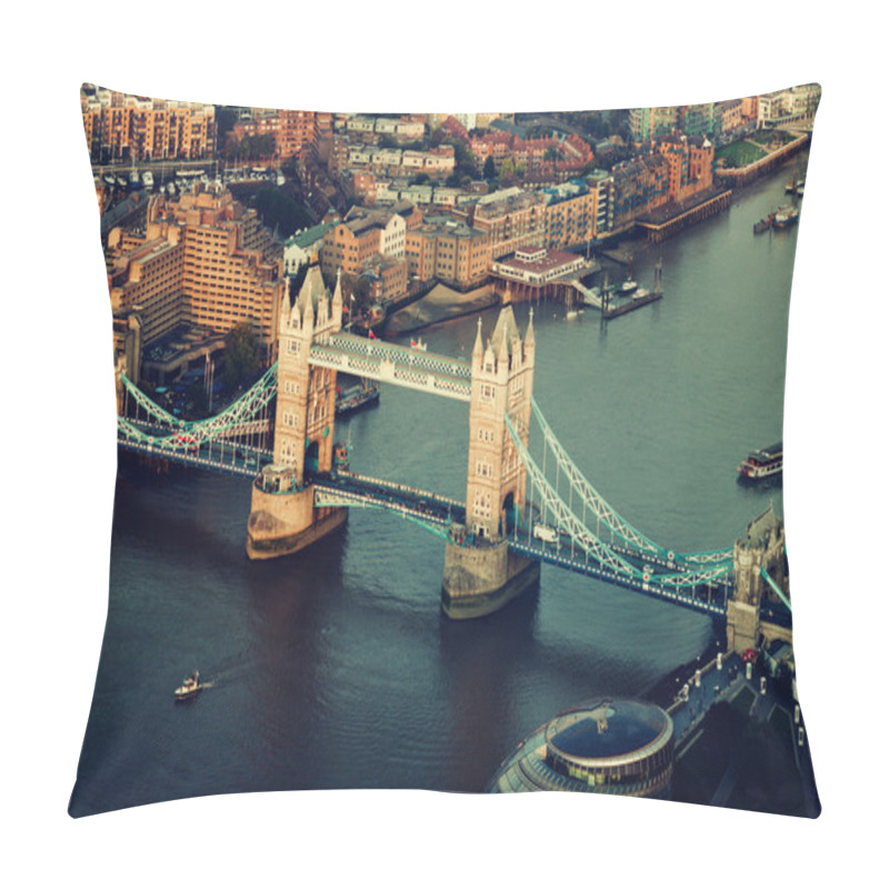 Personality  London Aerial View With  Tower Bridge In Sunset Time Pillow Covers