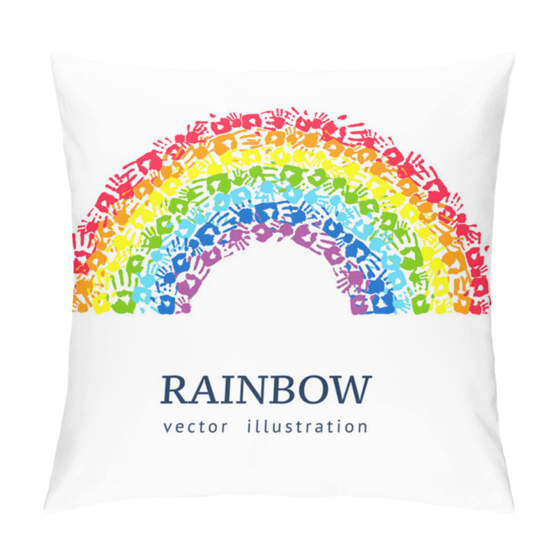 Personality  Rainbow Made From Hands. Abstract Vector Background Pillow Covers