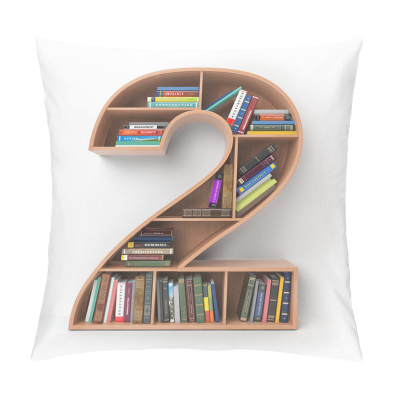 Personality  Number 2 Two. Alphabet In The Form Of Shelves With Books Isolate Pillow Covers